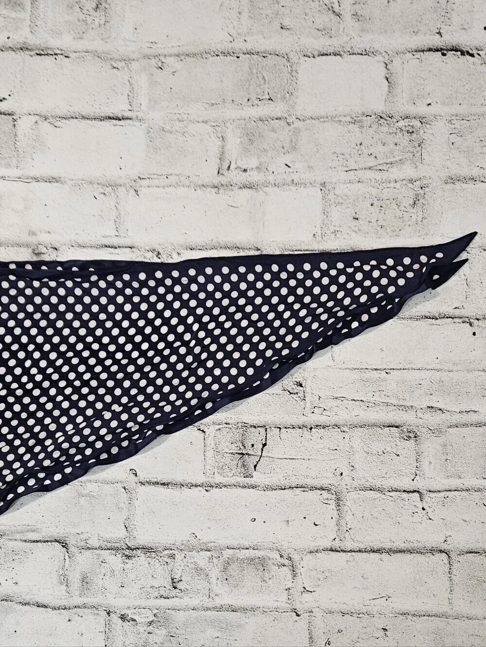 Vintage Navy Polka Dot Square Scarf Retro Pinup Neck Hair Scarf